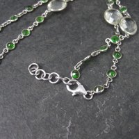 Vintage Sterling Green Amethyst Chrome Diopside Necklace 17.5 to 18.5 Inches