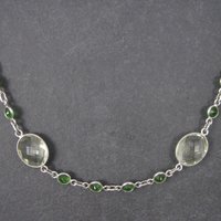 Vintage Sterling Green Amethyst Chrome Diopside Necklace 17.5 to 18.5 Inches