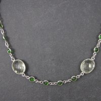 Vintage Sterling Green Amethyst Chrome Diopside Necklace 17.5 to 18.5 Inches