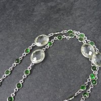 Vintage Sterling Green Amethyst Chrome Diopside Necklace 17.5 to 18.5 Inches