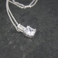 Dainty Vintage Sterling Cubic Zirconia Pendant Necklace