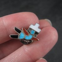 Vintage Southwestern Sterling Inlay Yei Tie Tack