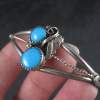 Dainty Vintage Southwestern Sterling Turquoise Cuff Bracelet 6 Inches