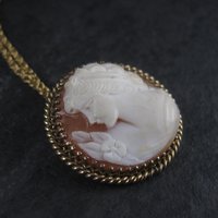 Vintage Carved Shell Cameo Brooch Pendant 12K Gold Filled Winard