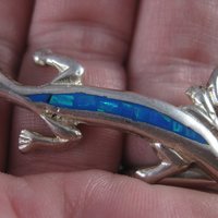 Vintage Mexican Sterling Inlay Salamander Pendant