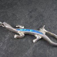 Vintage Mexican Sterling Inlay Salamander Pendant