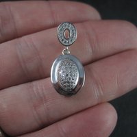 Vintage Sterling Oval Diamond Pendant