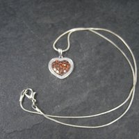 Sterling Madeira Citrine Diamond Heart Pendant Necklace