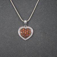 Sterling Madeira Citrine Diamond Heart Pendant Necklace