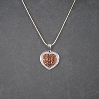 Sterling Madeira Citrine Diamond Heart Pendant Necklace