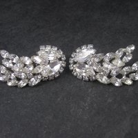 Large Vintage Juliana Clear Rhinestone Clip On Earrings