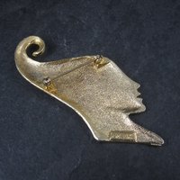 Vintage 80s Art Nouveau Style Lady Brooch MJENT