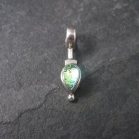 Small Vintage Sterling Green Dichroic Glass Pendant