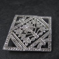 Vintage Sterling Marcasite Flower Brooch