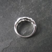 Vintage Sterling Diamond Leaf Ring Size 7