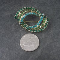 Vintage Green Glass Rhinestone Brooch