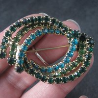 Vintage Green Glass Rhinestone Brooch