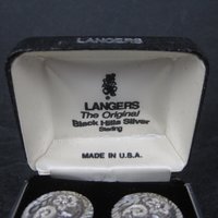 Vintage Langers Black Hills Sterling Silver Circle Flower Earrings