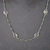 Vintage Sterling Green Amethyst Chrome Diopside Necklace 17.5 to 18.5 Inches