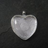 Silver Plated Heart Bezel Pendant Glass Heart Cabochon 25mm