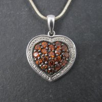 Sterling Madeira Citrine Diamond Heart Pendant Necklace