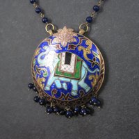 Vintage Cloisonne Enamel Elephant Necklace