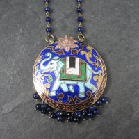 Vintage Cloisonne Enamel Elephant Necklace