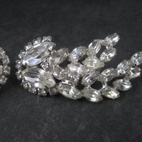 Large Vintage Juliana Clear Rhinestone Clip On Earrings