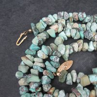 Vintage 70s Turquoise Nugget Necklace 32 Inches