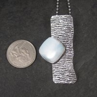 Unusual Sterling Modernist Larimar Pendant Necklace