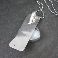 Unusual Sterling Modernist Larimar Pendant Necklace