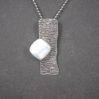 Unusual Sterling Modernist Larimar Pendant Necklace