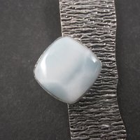 Unusual Sterling Modernist Larimar Pendant Necklace