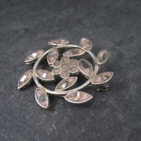 Estate Mexican Alpaca Abalone Flower Brooch