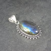 Large Vintage Sterling Labradorite Pendant