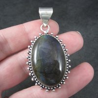 Large Vintage Sterling Labradorite Pendant