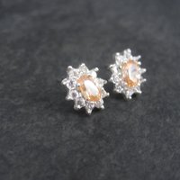 Vintage Peach Cubic Zirconia Stud Earrings