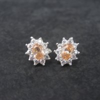 Vintage Peach Cubic Zirconia Stud Earrings