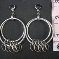 Large Vintage Sterling Onyx Circle Earrings