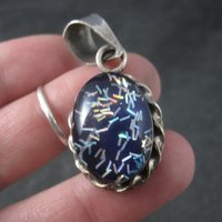 Vintage Mexican Sterling Blue Confetti Pendant