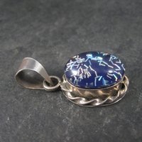 Vintage Mexican Sterling Blue Confetti Pendant