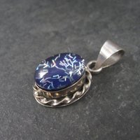 Vintage Mexican Sterling Blue Confetti Pendant