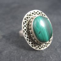 Vintage Sterling Malachite Ring Size 7.5