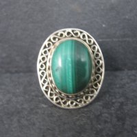 Vintage Sterling Malachite Ring Size 7.5