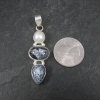 Vintage Sterling Dendrite Opal Pearl Pendant