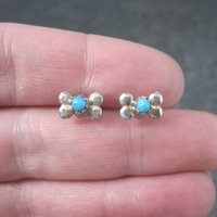 Vintage Southwestern Sterling Turquoise Stud Earrings