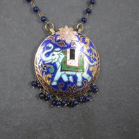 Vintage Cloisonne Enamel Elephant Necklace