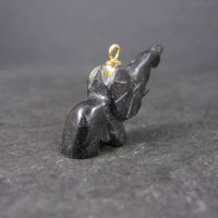 Estate Black Nephrite Jade Elephant Pendant Charm