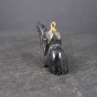 Estate Black Nephrite Jade Elephant Pendant Charm