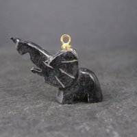 Estate Black Nephrite Jade Elephant Pendant Charm